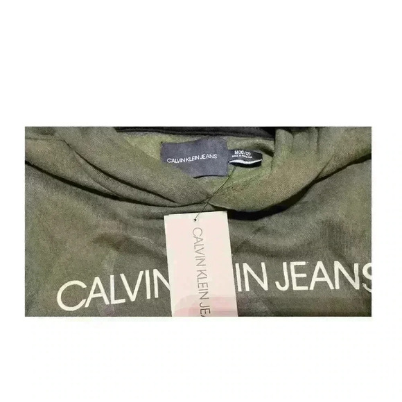 Calvin Klein Big Boys Old School Logo Pullover Hoodie Sequoia M(10/12) - Picture 9 of 9
